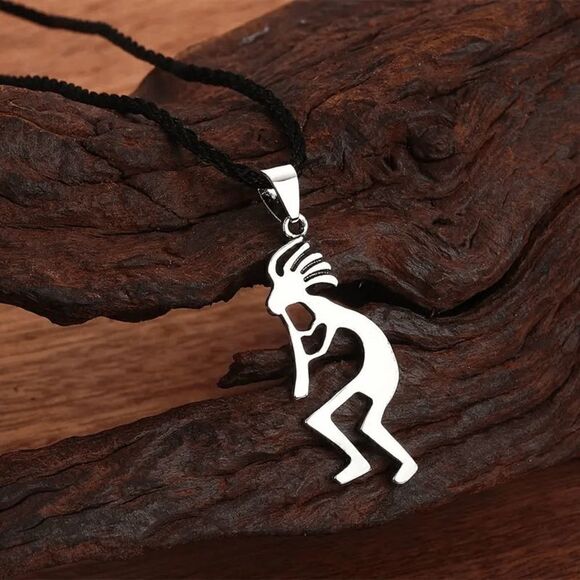 Kokopelli Fertility Deity Stainless Steel Pendant Necklace - Picture 1 of 6